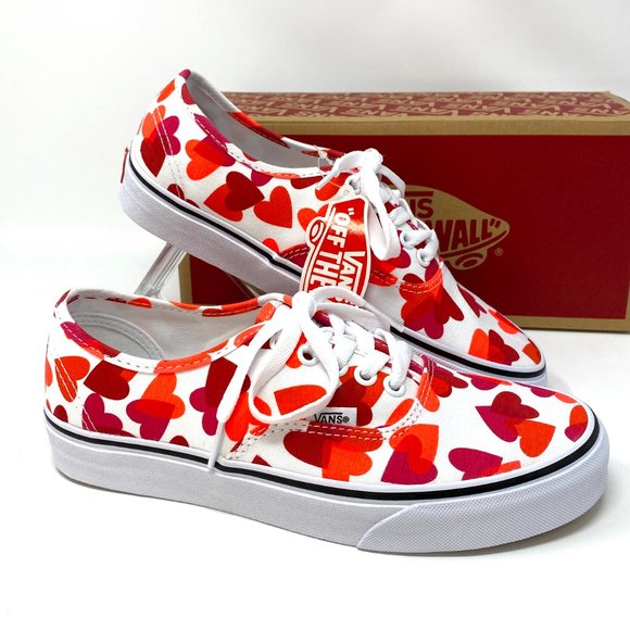 Vans Shoes - VANS Authentic Valentines ❤️ White Red Shoes Heart Pattern Women's VN0A348A40Q
